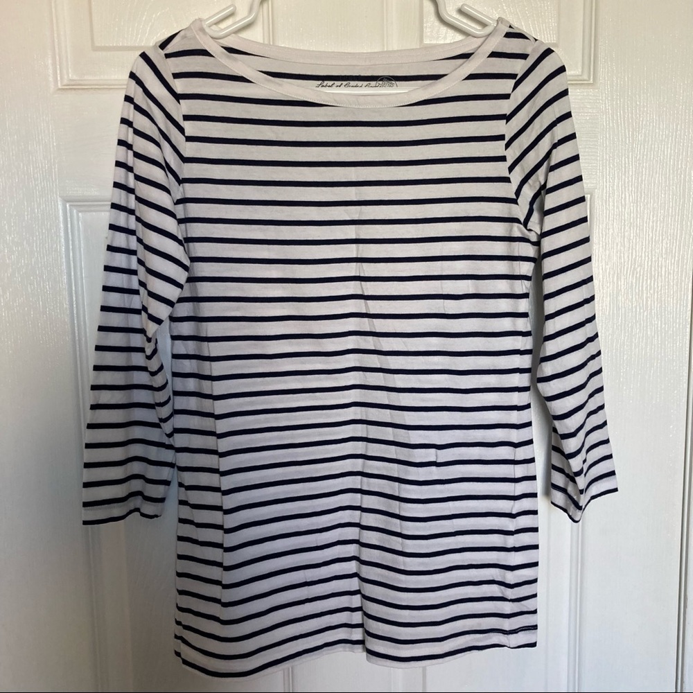 H&M Black and White Striped T-Shirt 3/4 Sleeves